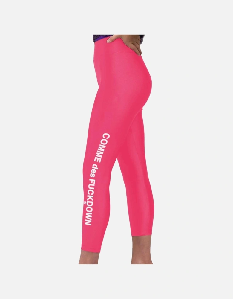 Tight-Fitting Lycra Leggings with Side Logo Print Women - Pink Jeans