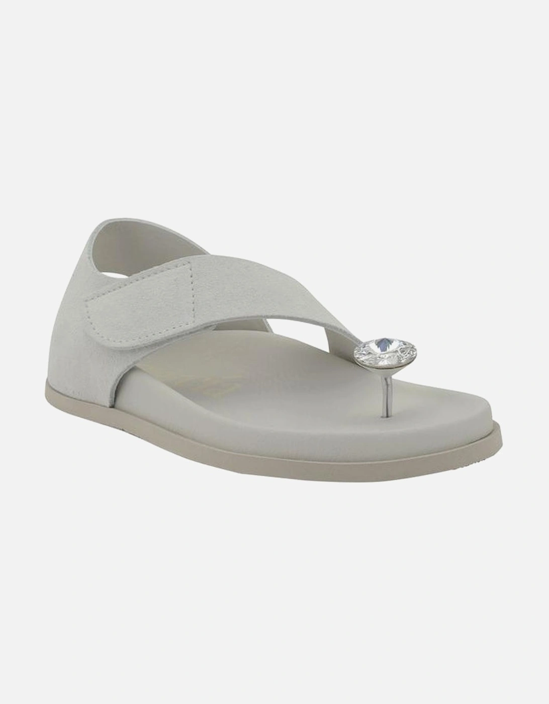 Raw-Edge Suede Sandals with Crystal Button Detail Women - White