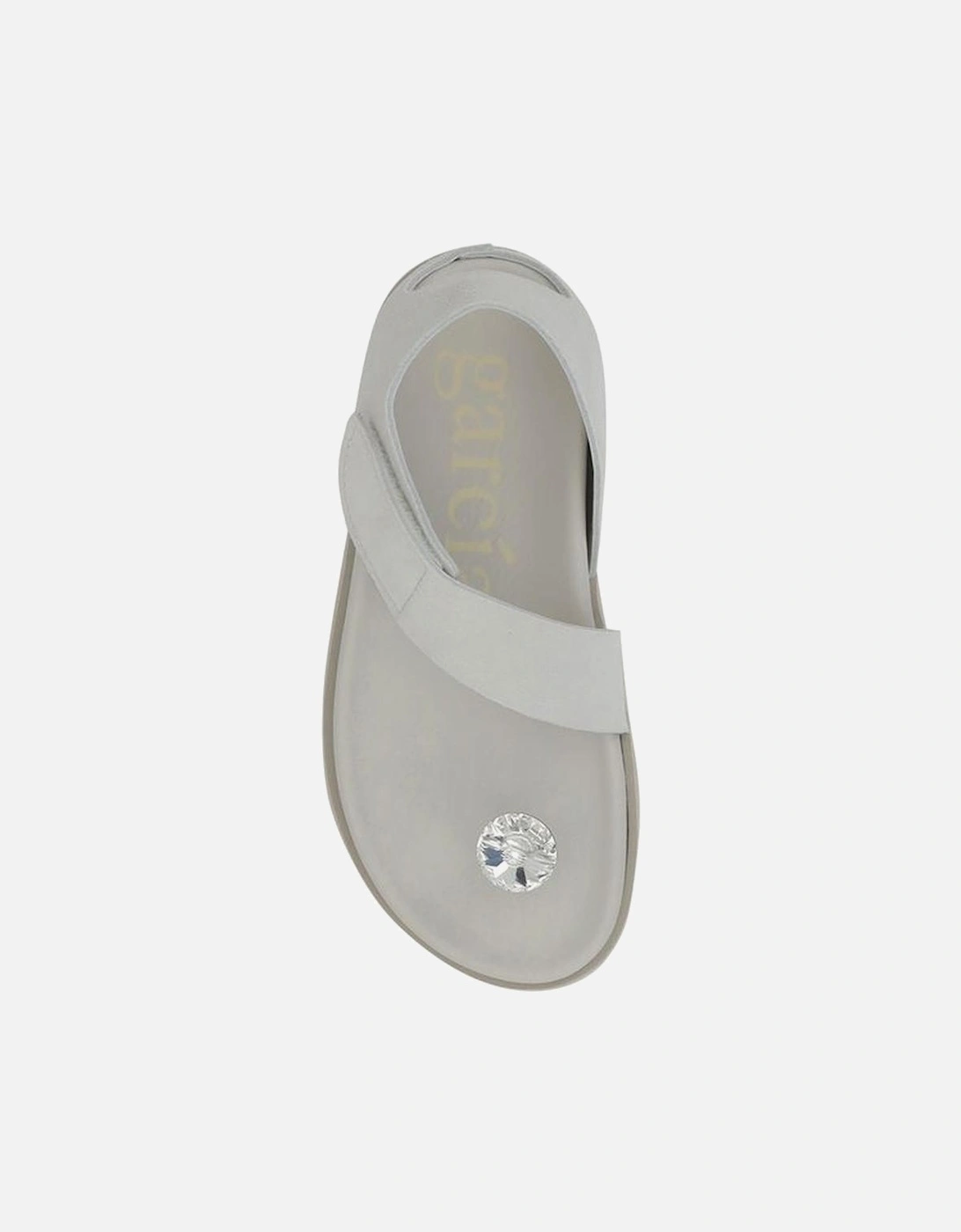 Raw-Edge Suede Sandals with Crystal Button Detail Women - White