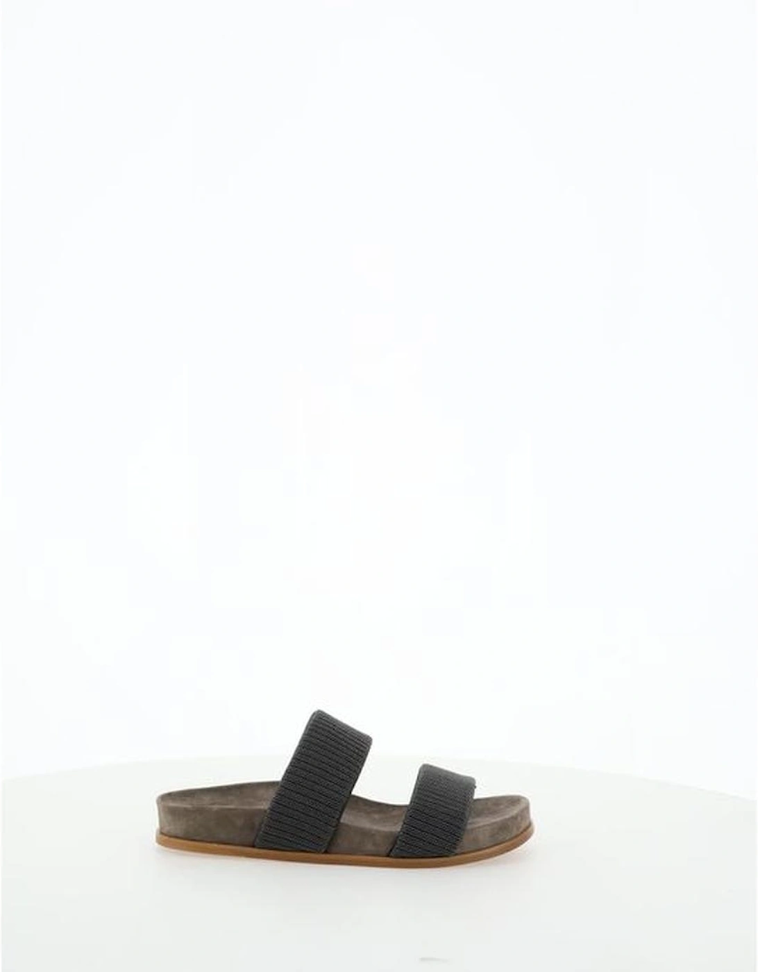 Leather Sandals with Glittery Jewel Straps Women - Gray, 5 of 4