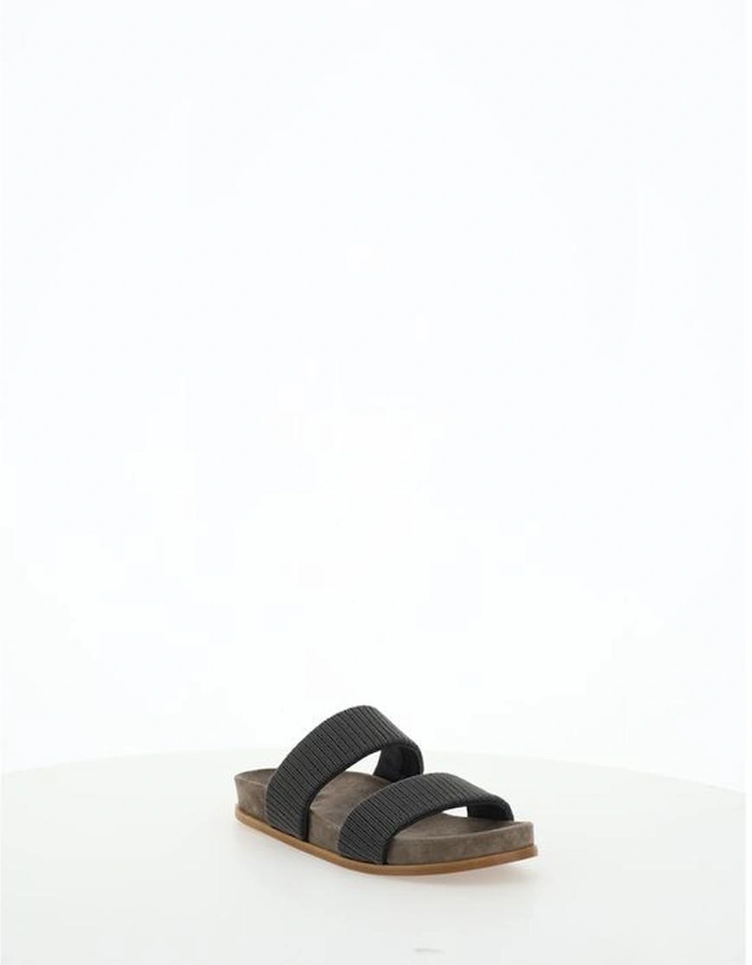 Leather Sandals with Glittery Jewel Straps Women - Gray