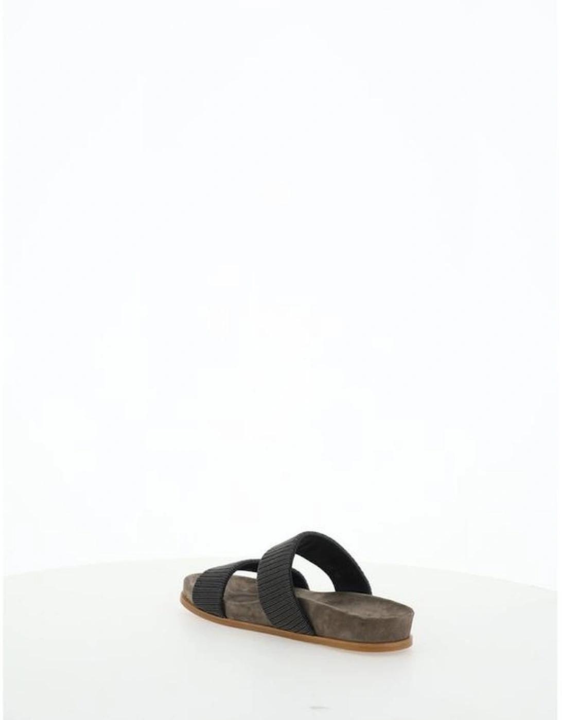Leather Sandals with Glittery Jewel Straps Women - Gray