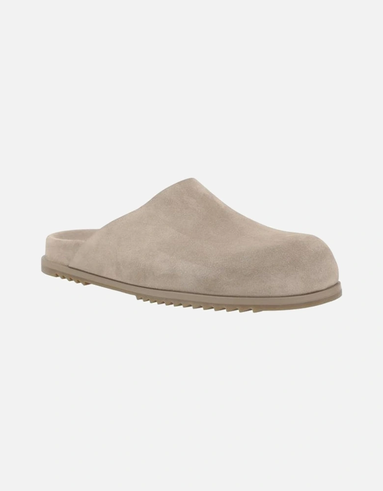 Suede Leather Flat Sole Mules Women - Beige Sandals