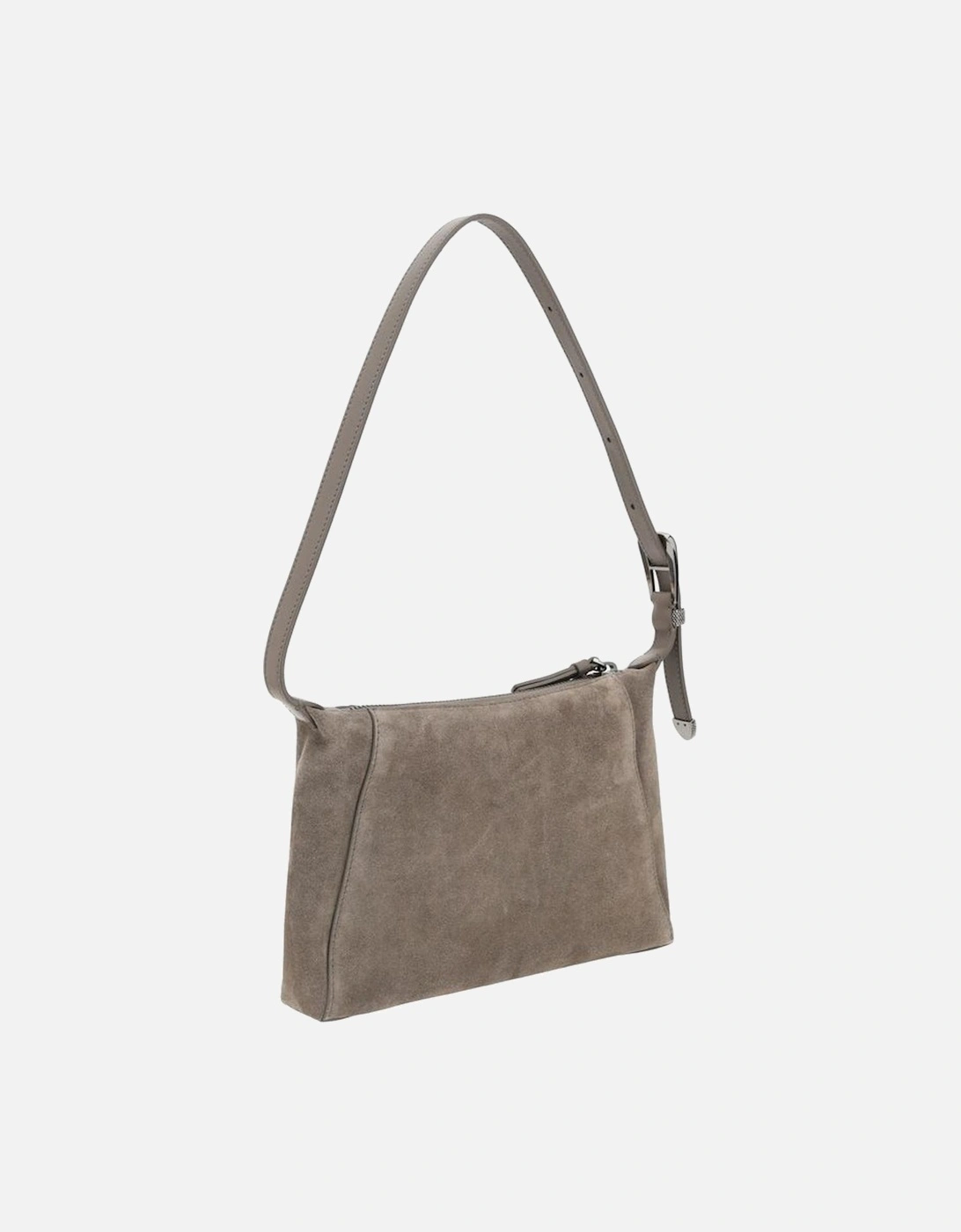 Suede Shoulder Bag with Adjustable Strap and Monogram Women - Brown