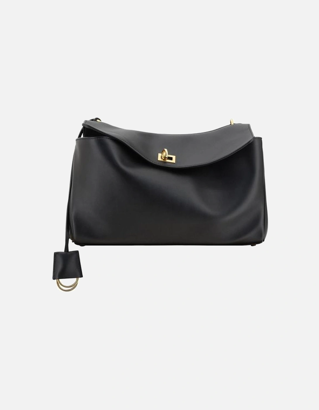 Leather Rodeo Shoulder Bag with Keychain Detail Women - Black, 5 of 4