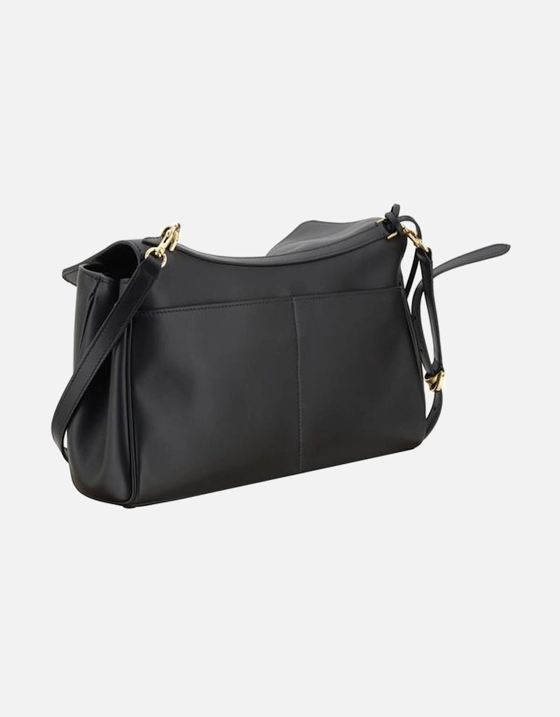 Leather Rodeo Shoulder Bag with Keychain Detail Women - Black