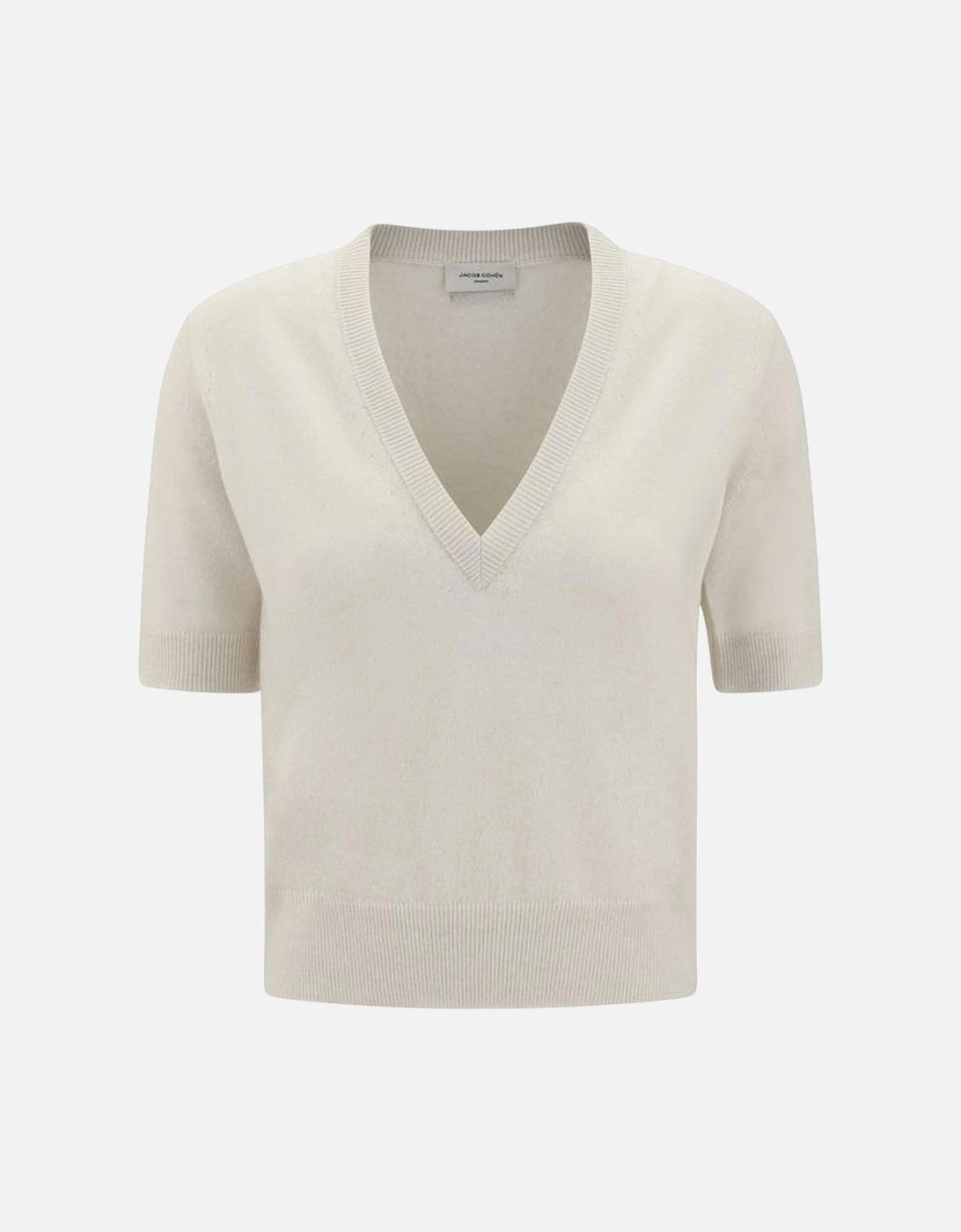 Cashmere Short-Sleeve V-Neck Sweater Women - White, 4 of 3