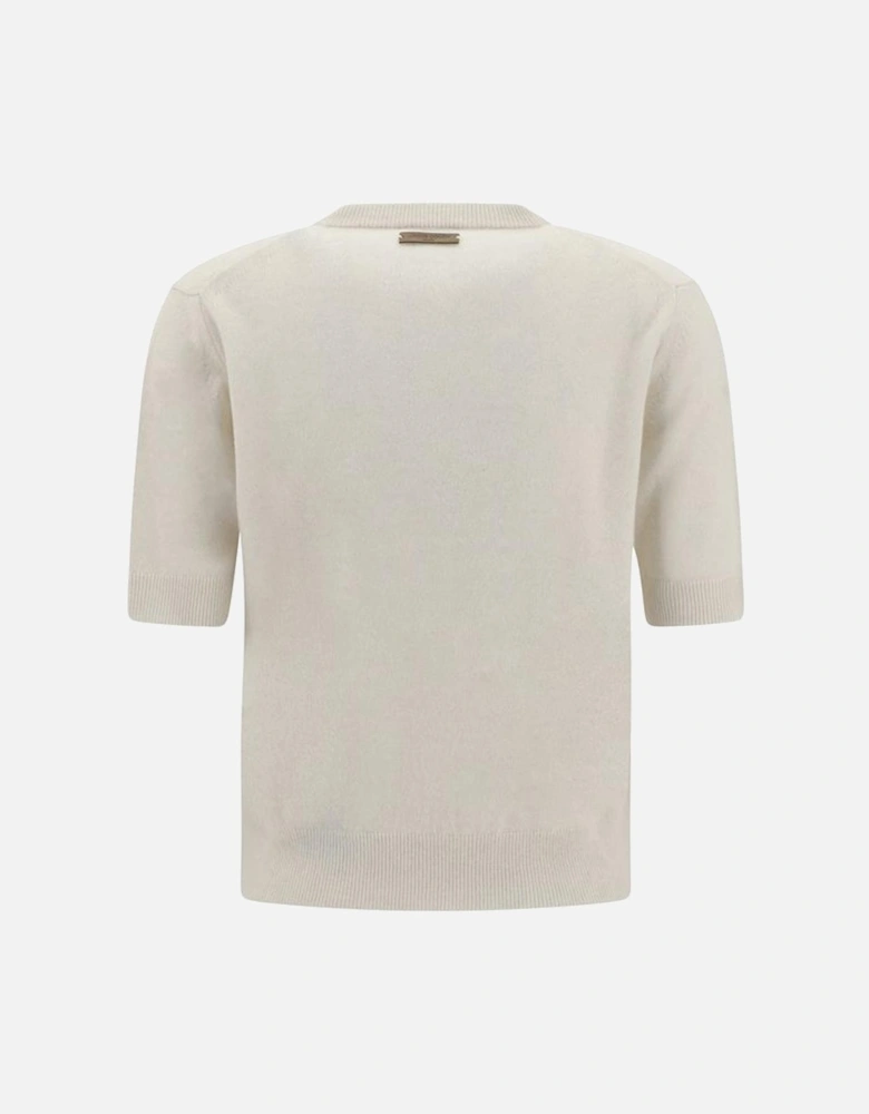 Cashmere Short-Sleeve V-Neck Sweater Women - White