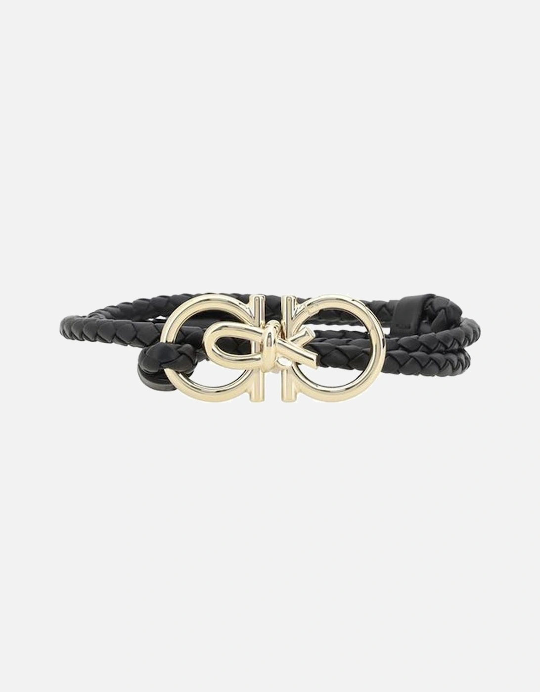 Gancini Extendable Woven Leather Belt with Gold Logo Women - Black, 4 of 3