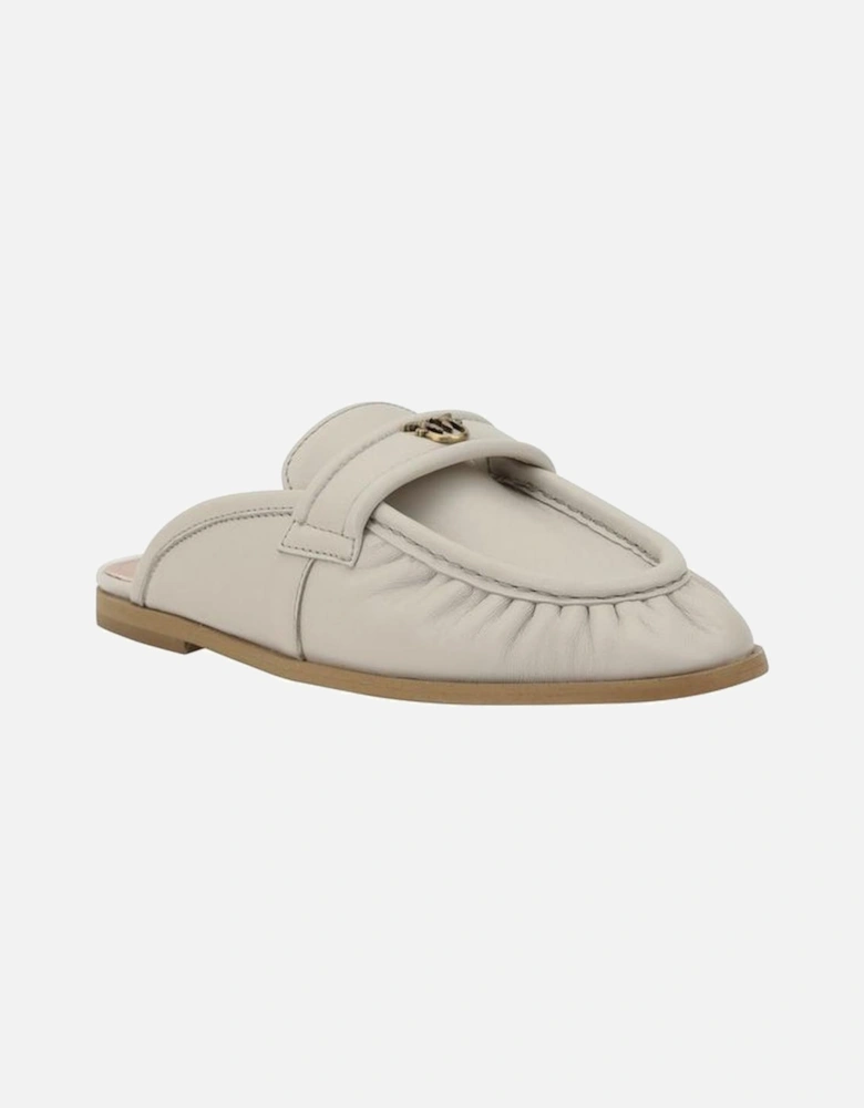 Leather Naty Sabot with Love Birds Plaque Women - Cream Flats