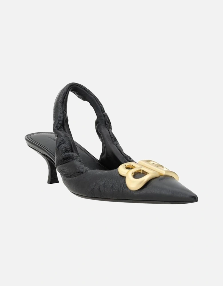 Leather Monaco Pumps with Logo Plaque Women - Black