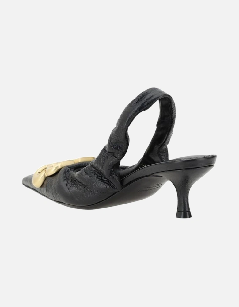 Leather Monaco Pumps with Logo Plaque Women - Black