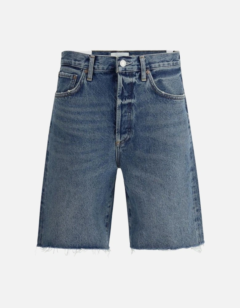 Raw Hem Bermuda Shorts with Five Pockets Women - Blue