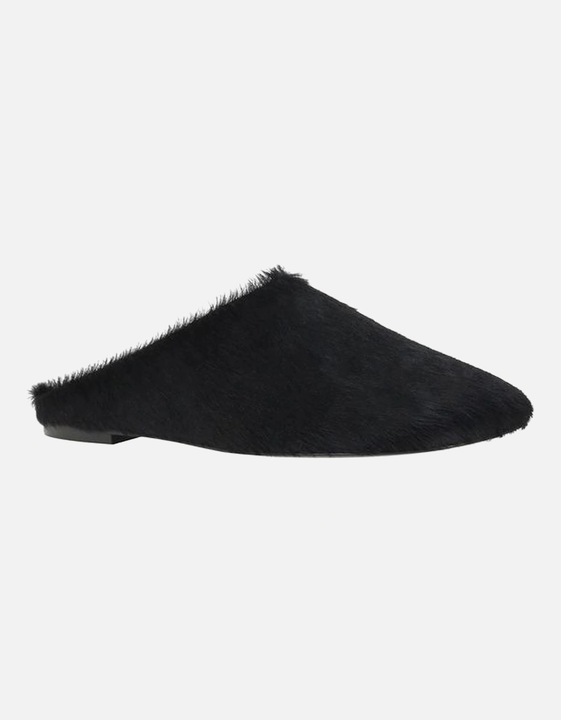 Leather Sabots with Pony Skin Detailing Women - Black Flats