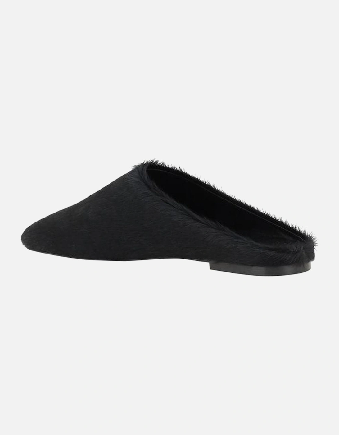 Leather Sabots with Pony Skin Detailing Women - Black Flats