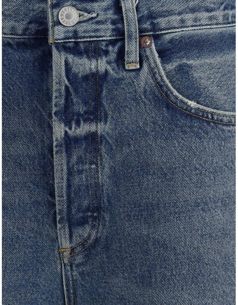 Raw Hem Bermuda Shorts with Five Pockets Women - Blue