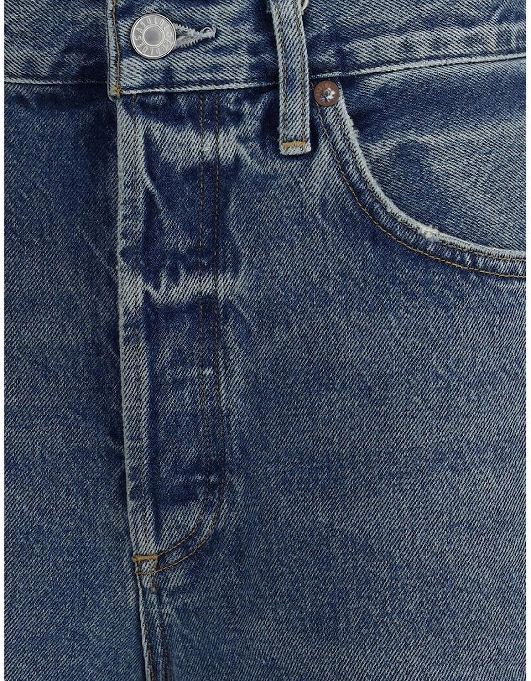 Raw Hem Bermuda Shorts with Five Pockets Women - Blue