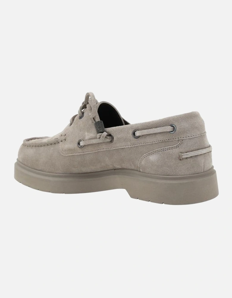Suede Loafers with Ribbon Detailing Women - Gray Flats