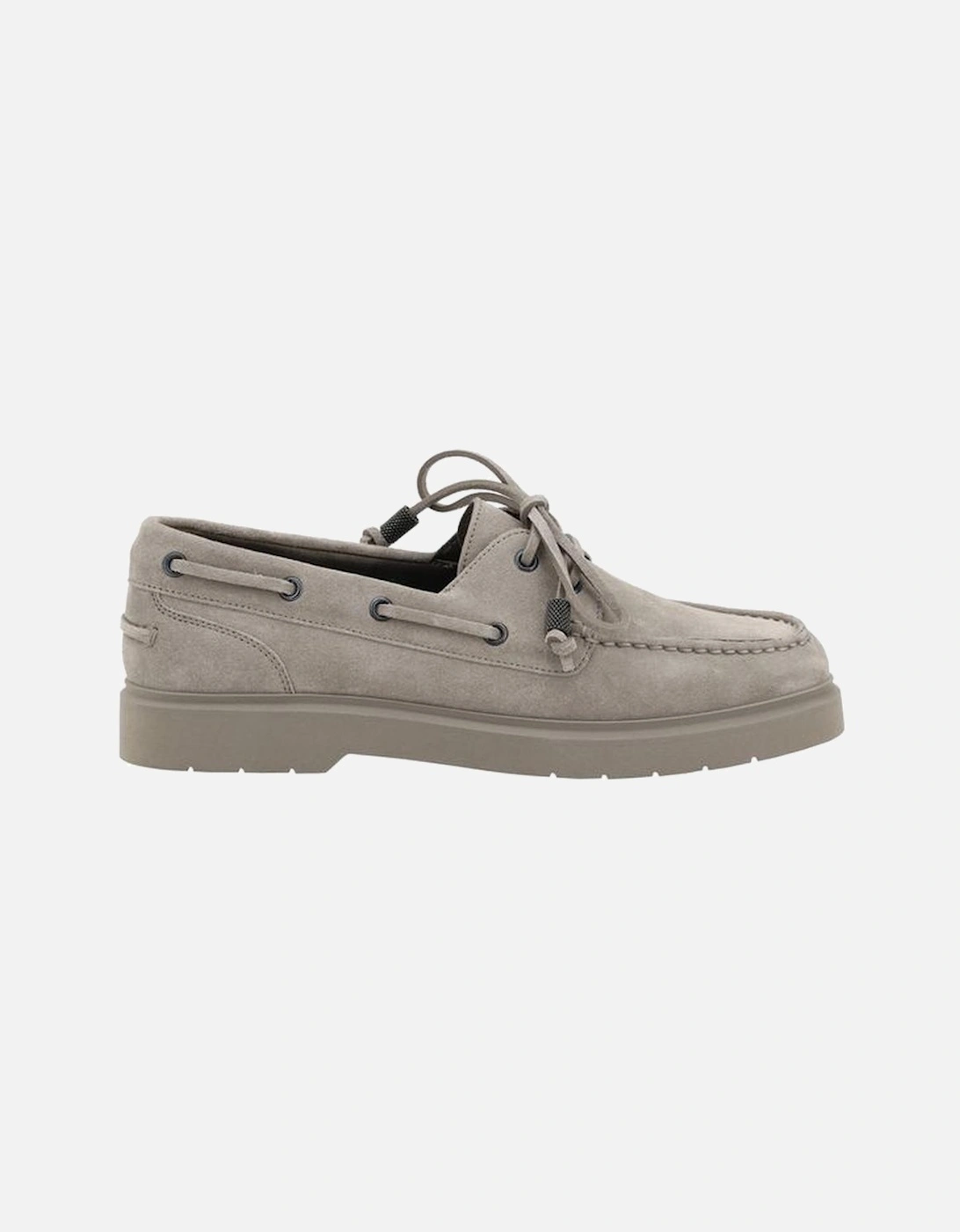 Suede Loafers with Ribbon Detailing Women - Gray Flats, 5 of 4