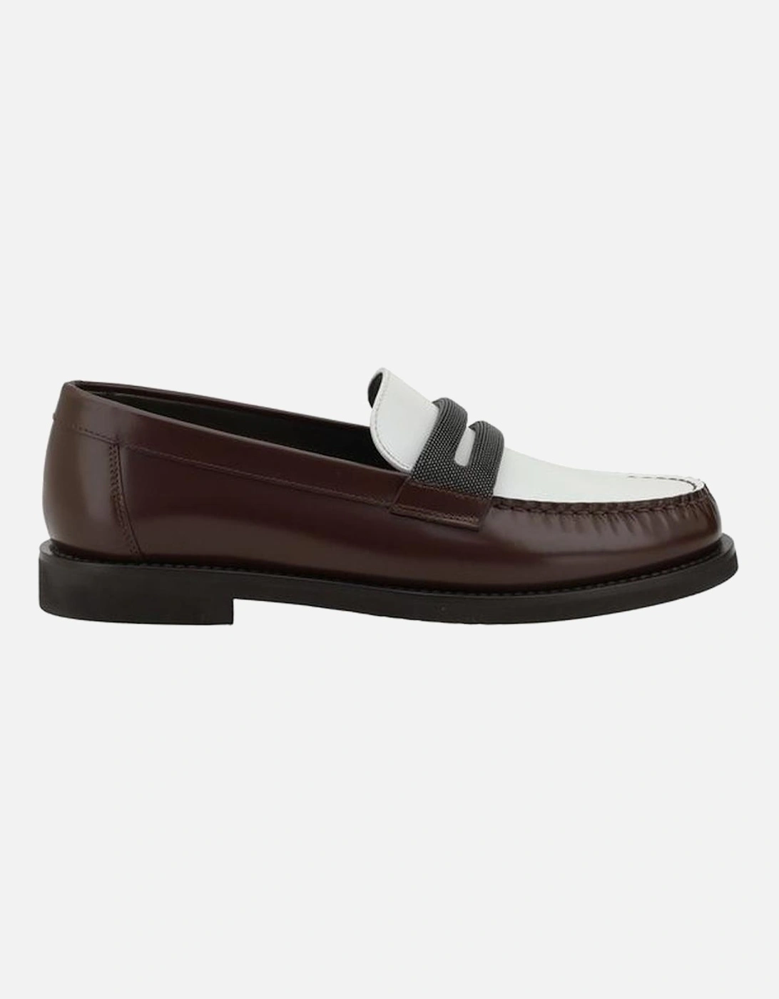 Leather Loafers with Block Heel and Two-Tone Design Women - Multicolor, 5 of 4