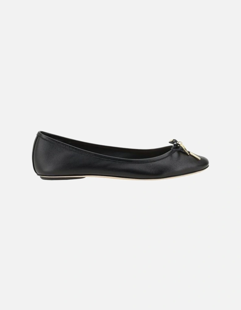 Leather Iris Ballerinas with Appliqued Bow Women - Black Flats
