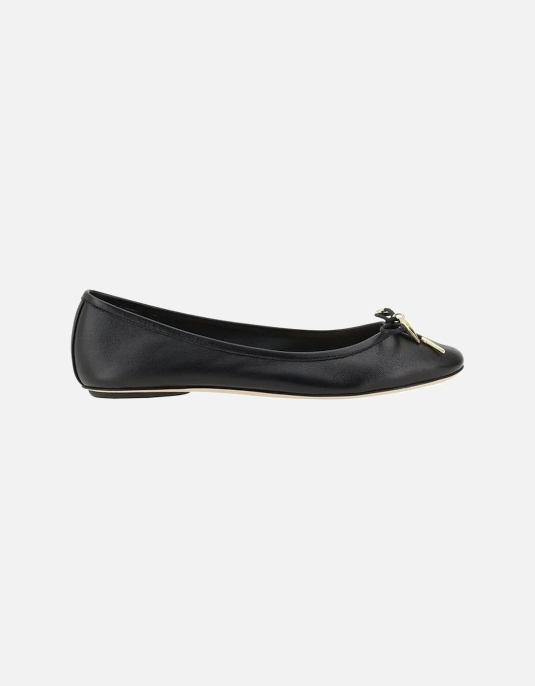 Leather Iris Ballerinas with Appliqued Bow Women - Black Flats, 5 of 4