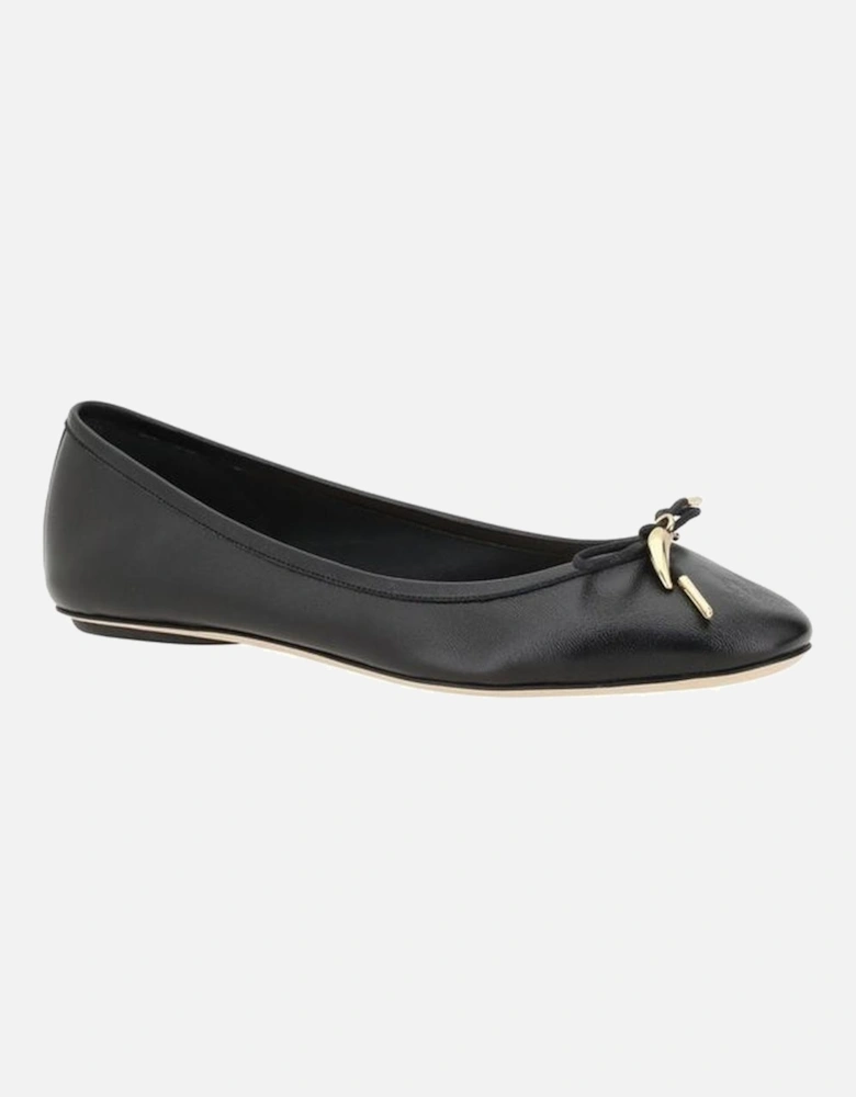 Leather Iris Ballerinas with Appliqued Bow Women - Black Flats