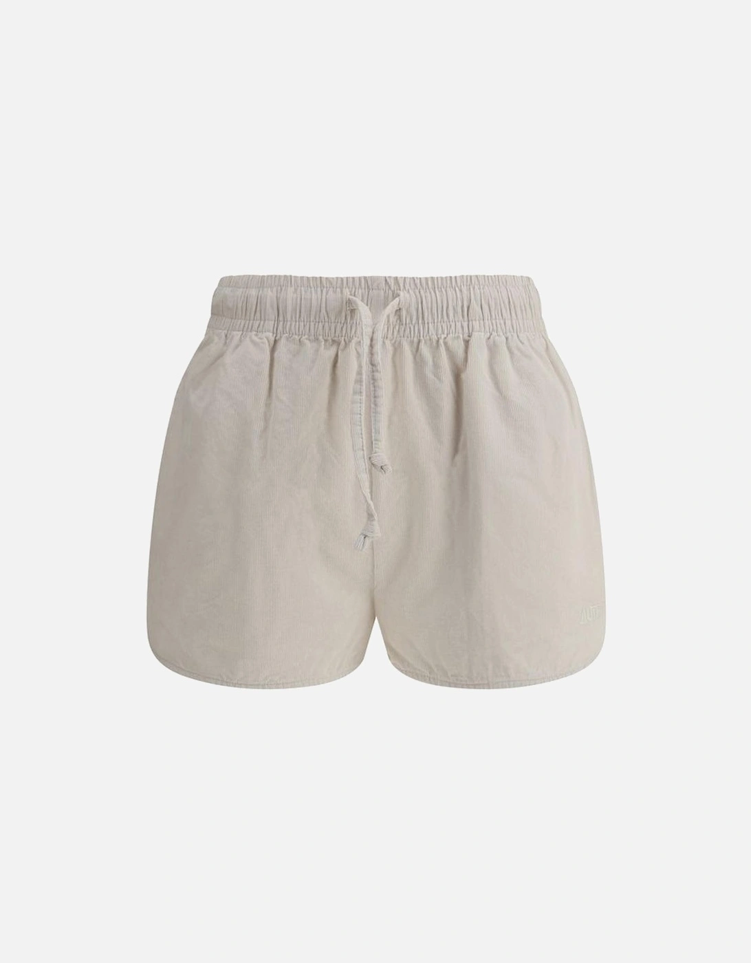 Corduroy Shorts with Adjustable Waistband and Logo Women - Cream, 4 of 3