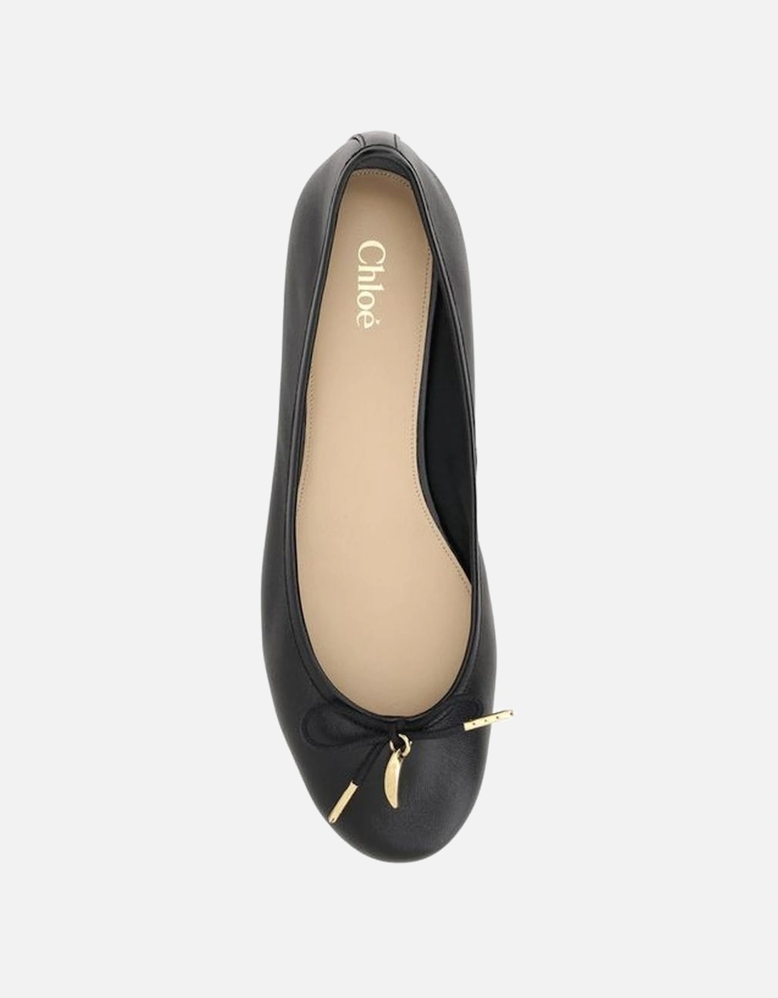 Leather Iris Ballerinas with Appliqued Bow Women - Black Flats
