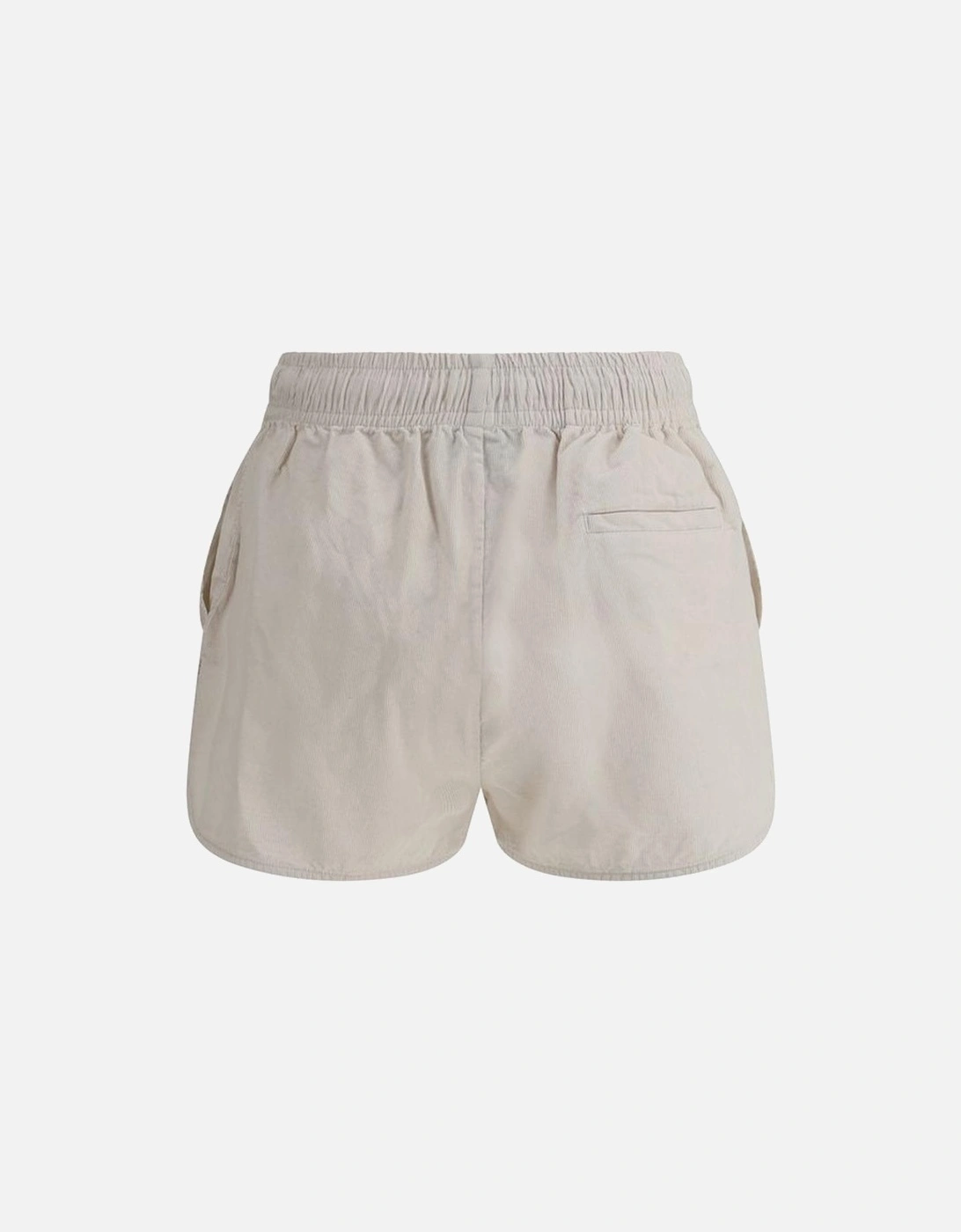Corduroy Shorts with Adjustable Waistband and Logo Women - Cream