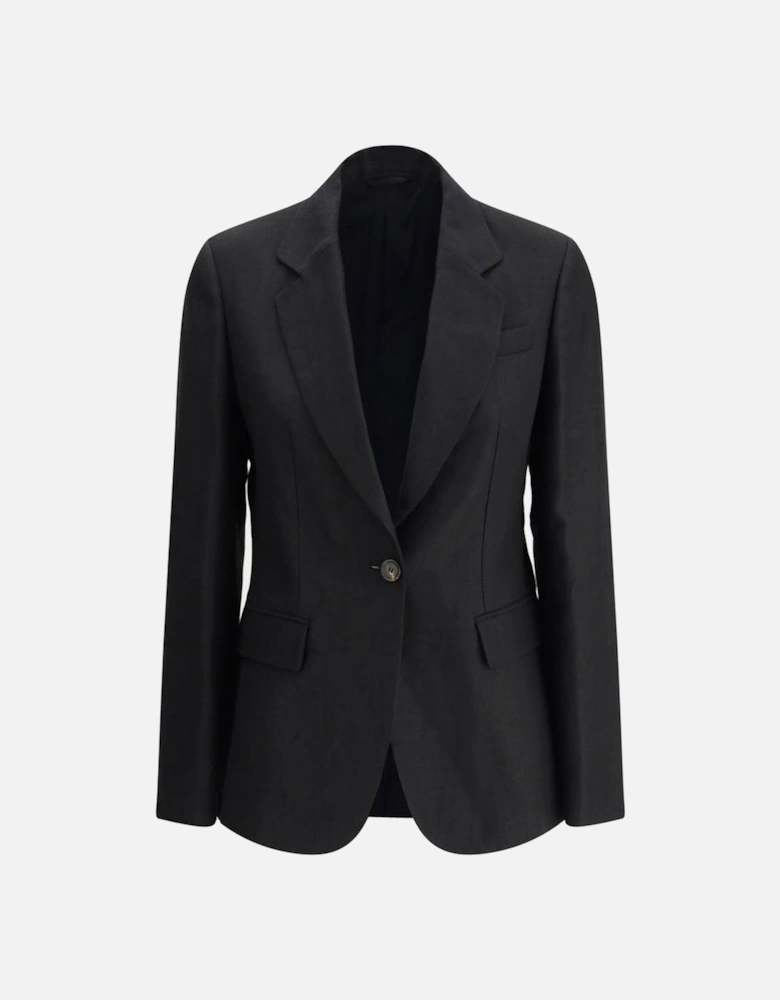 Single-Breasted Blazer Jacket with Classic Lapels Women - Black Suits