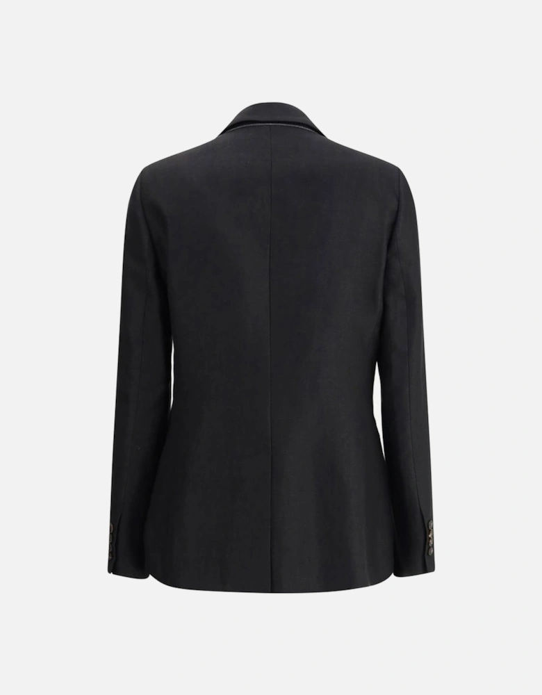 Single-Breasted Blazer Jacket with Classic Lapels Women - Black Suits