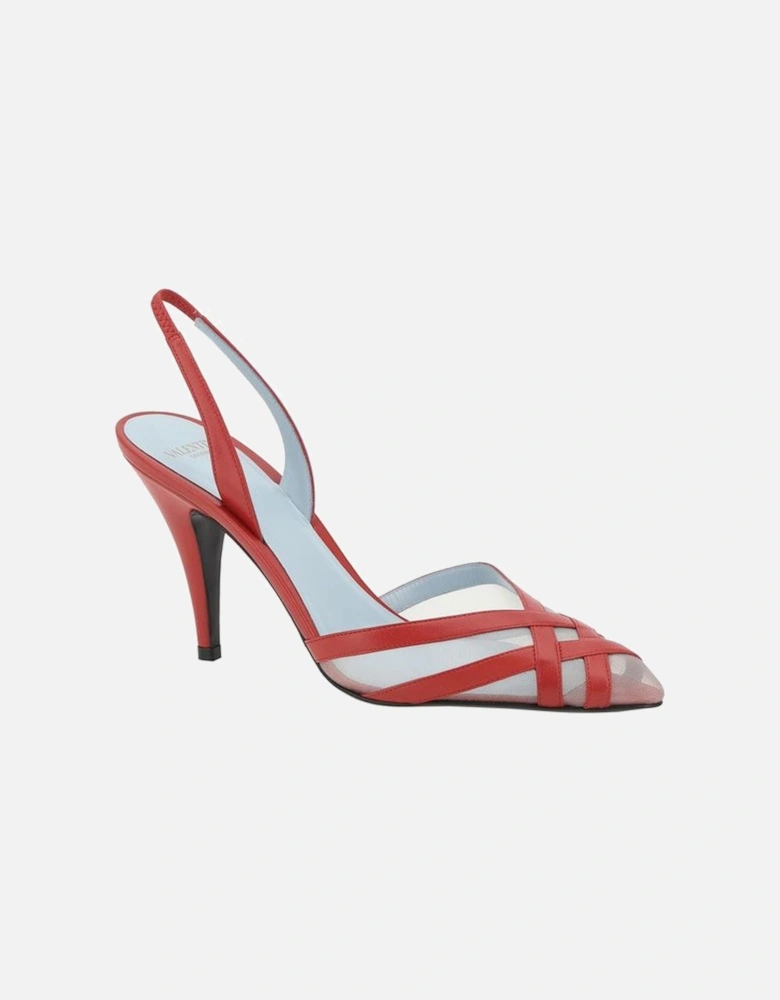 Elegant Leather Pumps with Stiletto Heel Women - Red Sandals