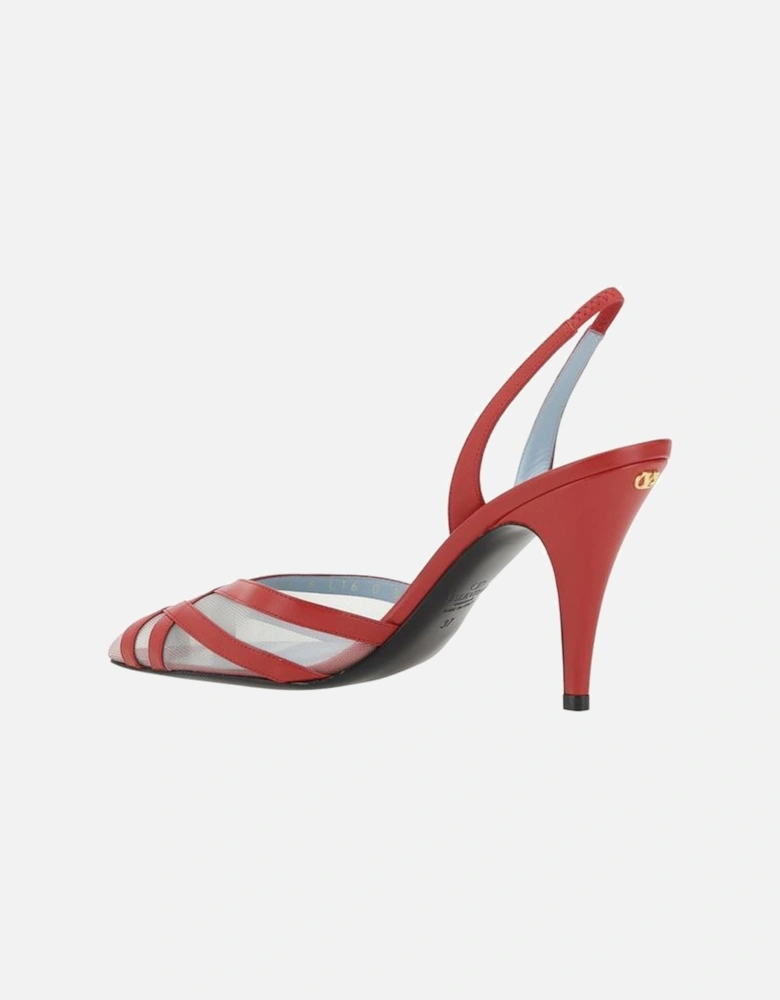 Elegant Leather Pumps with Stiletto Heel Women - Red Sandals