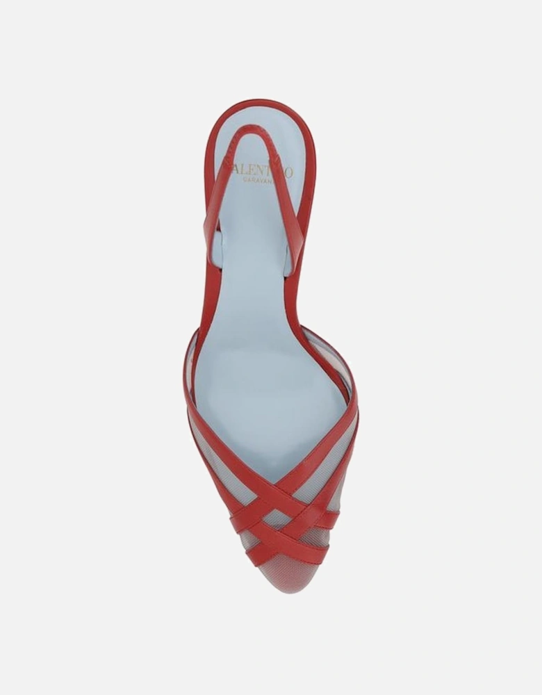 Elegant Leather Pumps with Stiletto Heel Women - Red Sandals