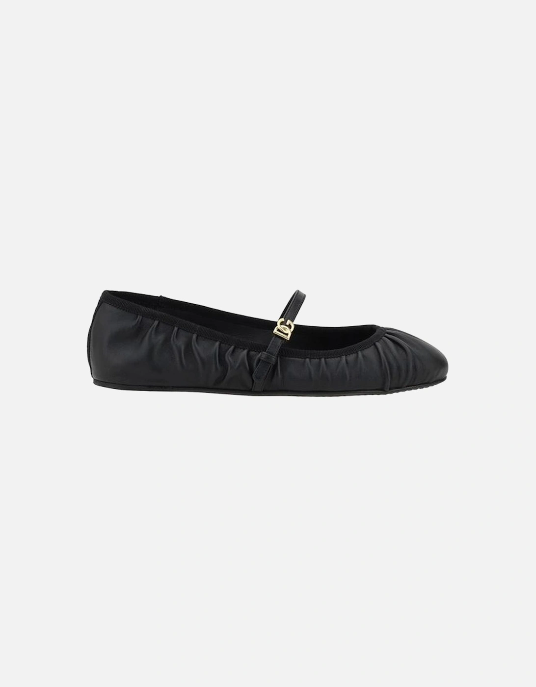 Leather Ballerinas with Tassel Strap and Logo Buckle Women - Black, 5 of 4