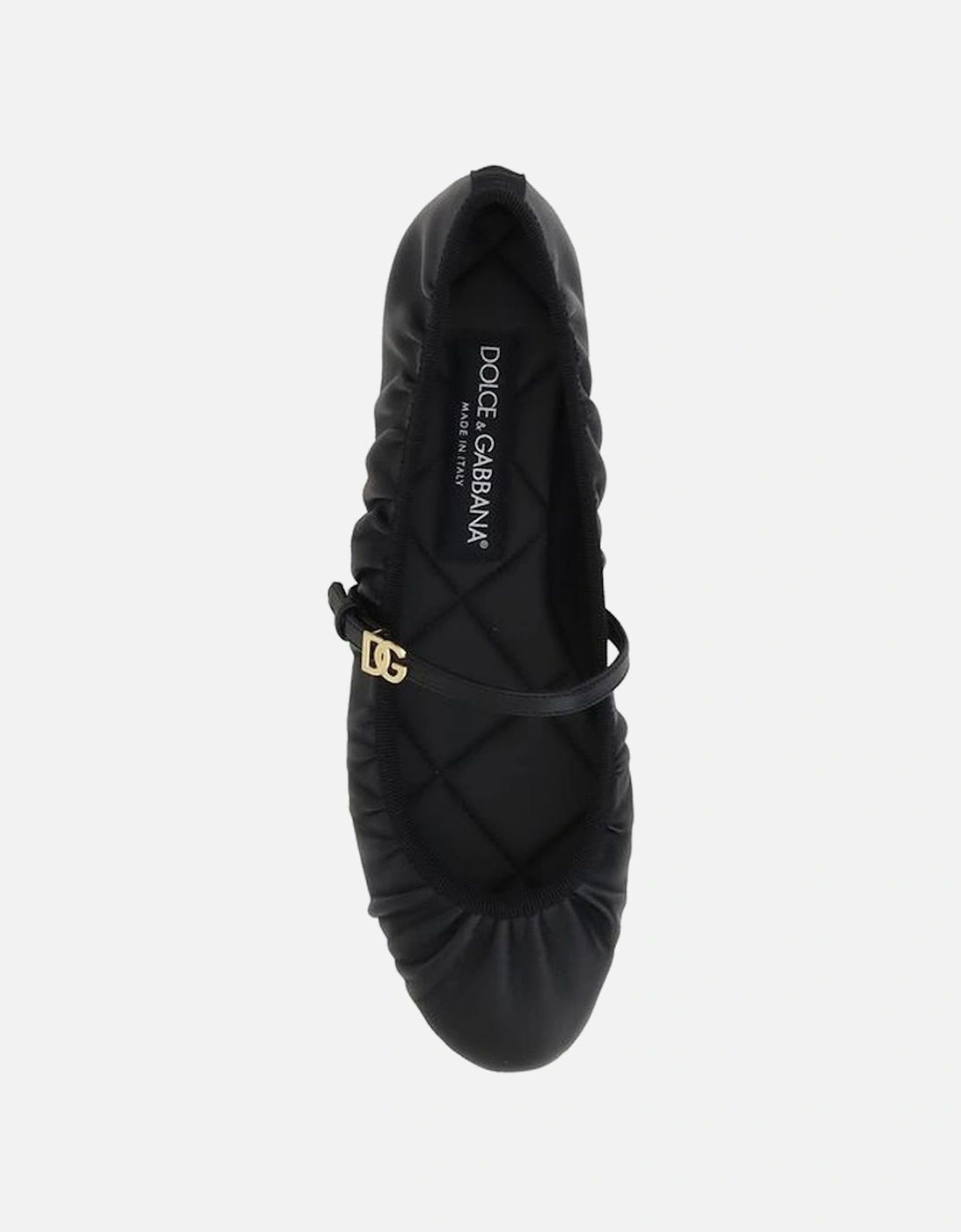 Leather Ballerinas with Tassel Strap and Logo Buckle Women - Black