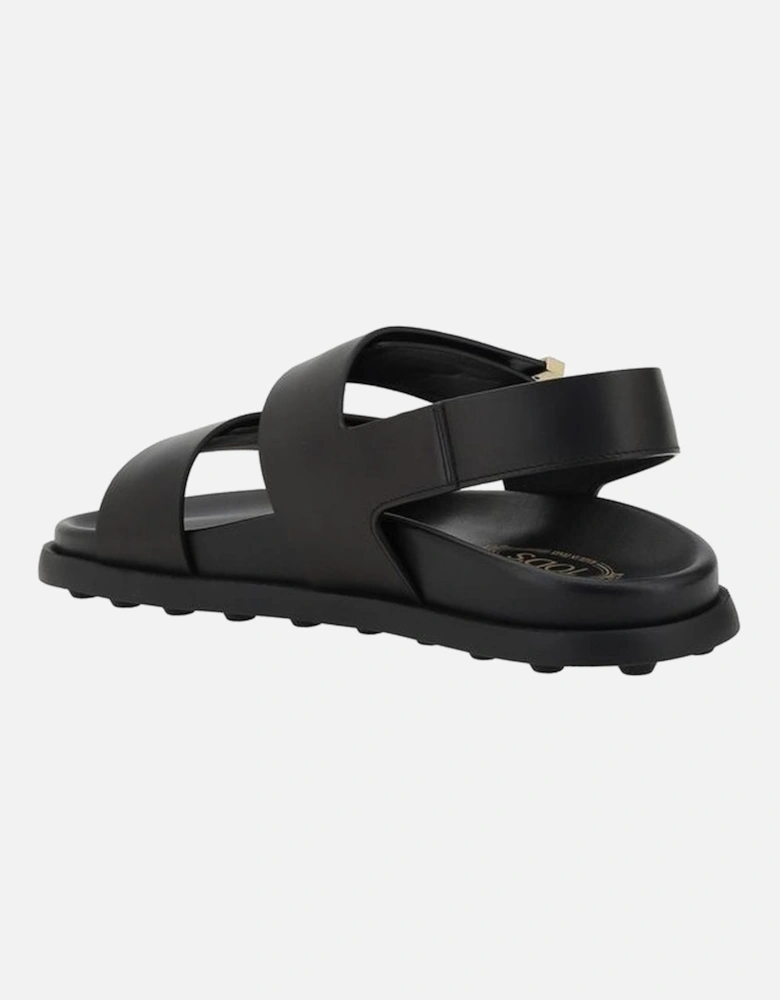 Smooth Leather Sandals with Adjustable Straps Women - Black