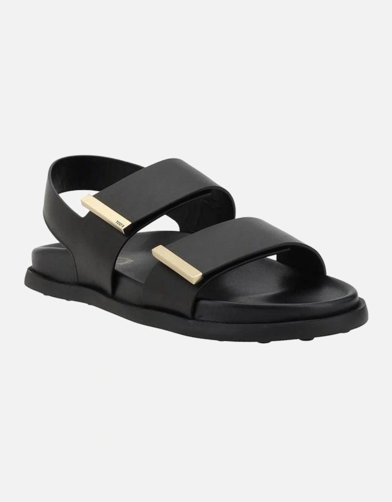 Smooth Leather Sandals with Adjustable Straps Women - Black