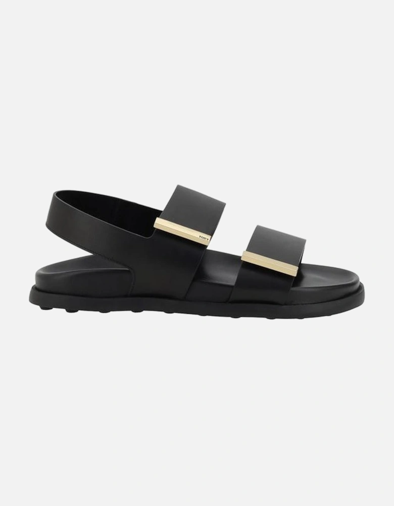 Smooth Leather Sandals with Adjustable Straps Women - Black
