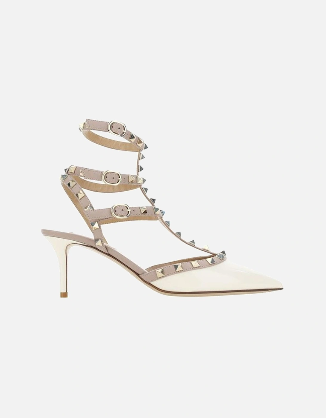 Patent Leather Rockstud Pumps with Geometric Toe and Ankle Straps, 4 of 3