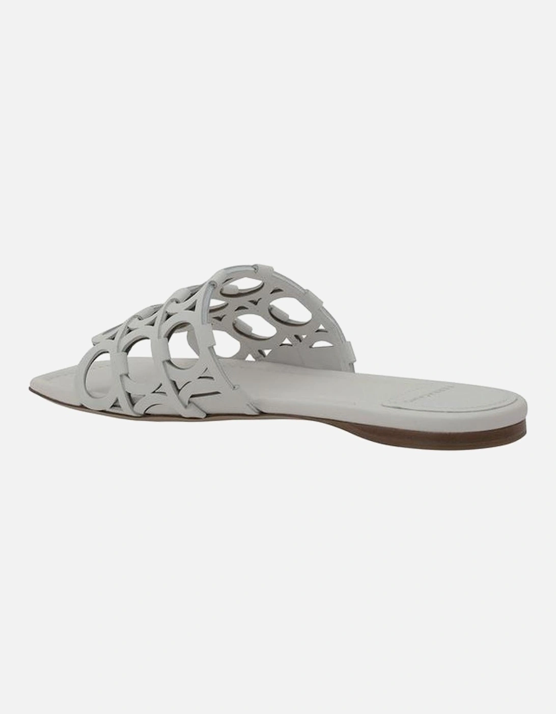 Gancini Pattern Square Toe Sandals Women - White