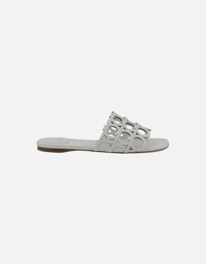 Gancini Pattern Square Toe Sandals Women - White