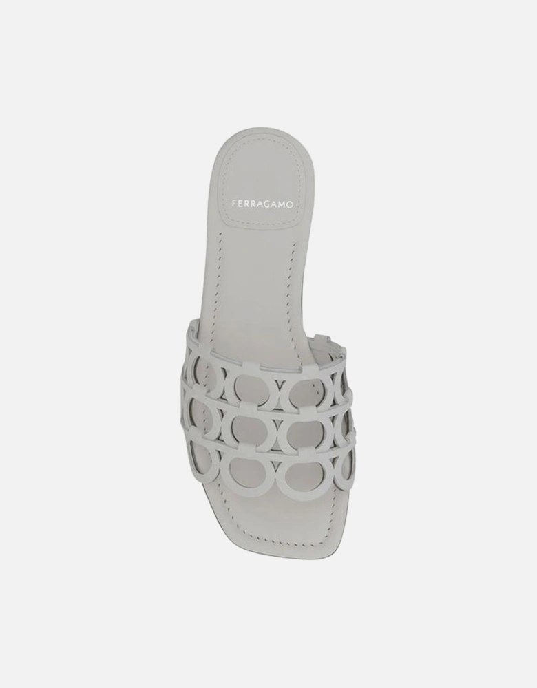 Gancini Pattern Square Toe Sandals Women - White