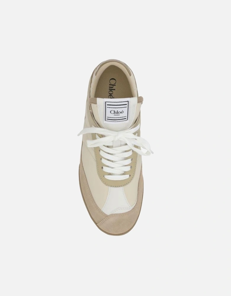 Leather Kick Sneakers with Suede Details and Lace-Up Closure Women -
