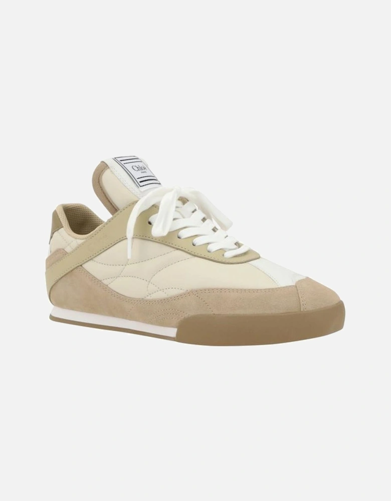 Leather Kick Sneakers with Suede Details and Lace-Up Closure Women -