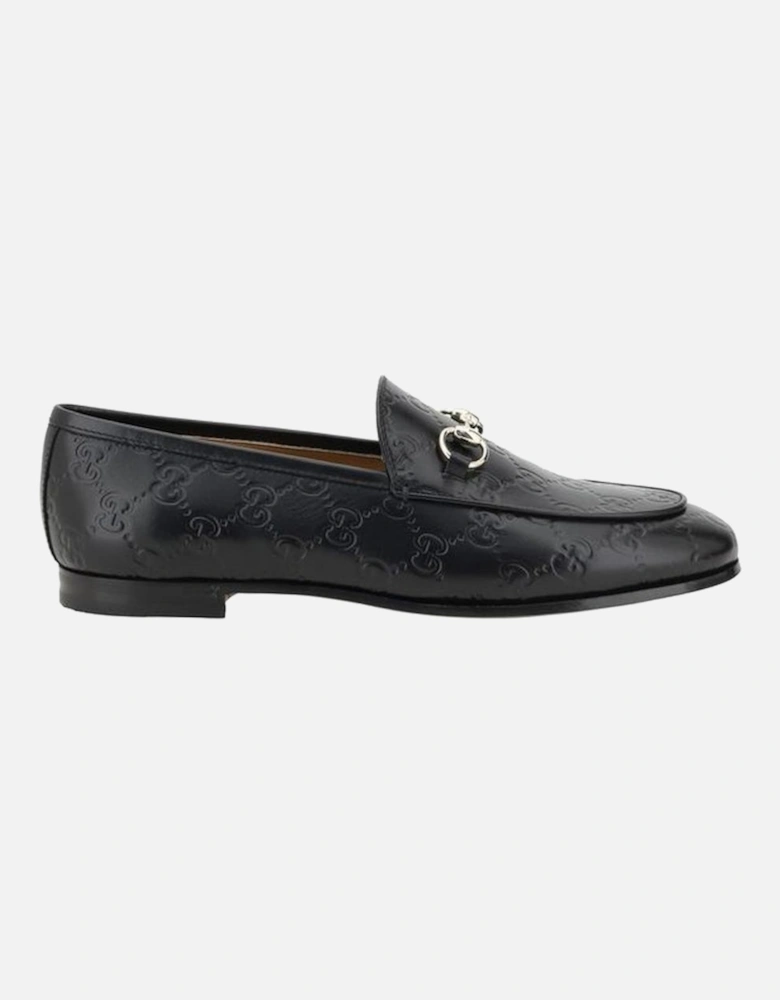 Leather Loafers with Horsebit and GG Logo Women - Black Flats