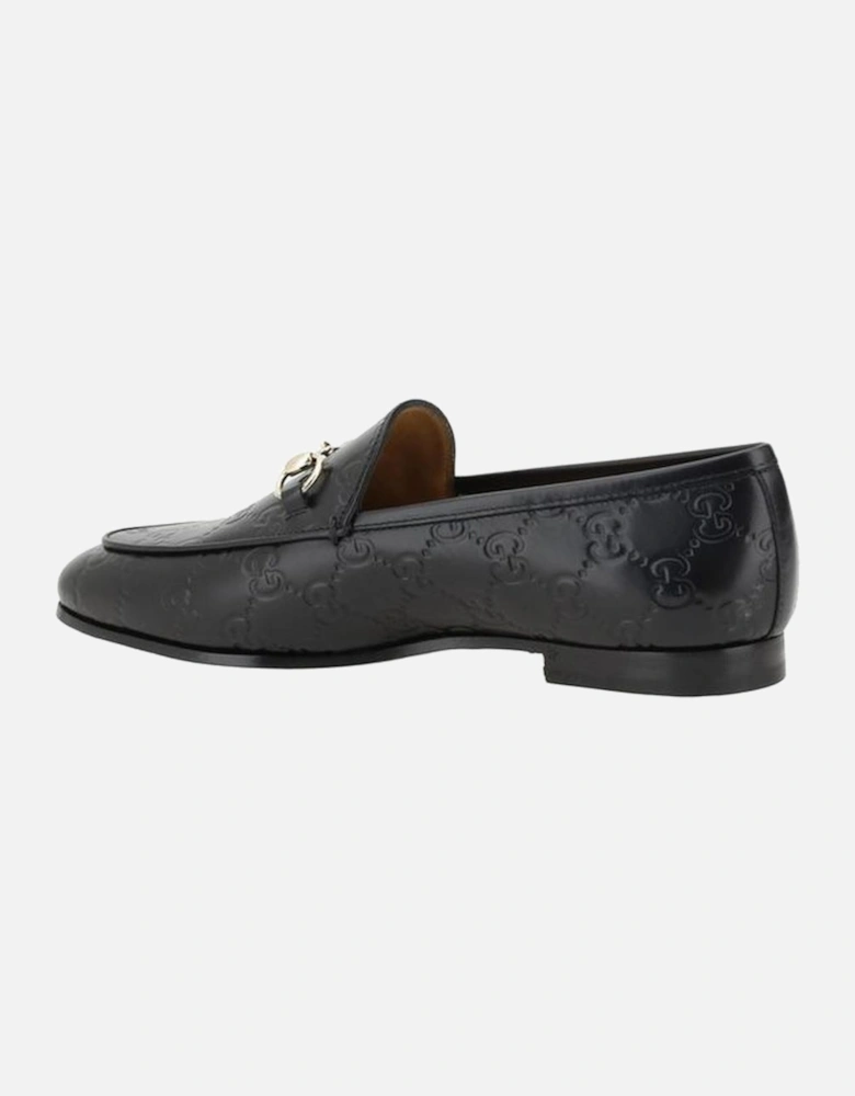 Leather Loafers with Horsebit and GG Logo Women - Black Flats
