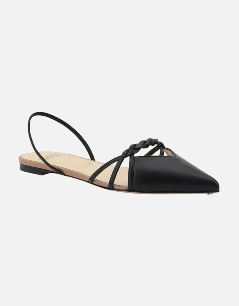 Slingback Sandals with Woven Detail Women - Black Flat Shoes