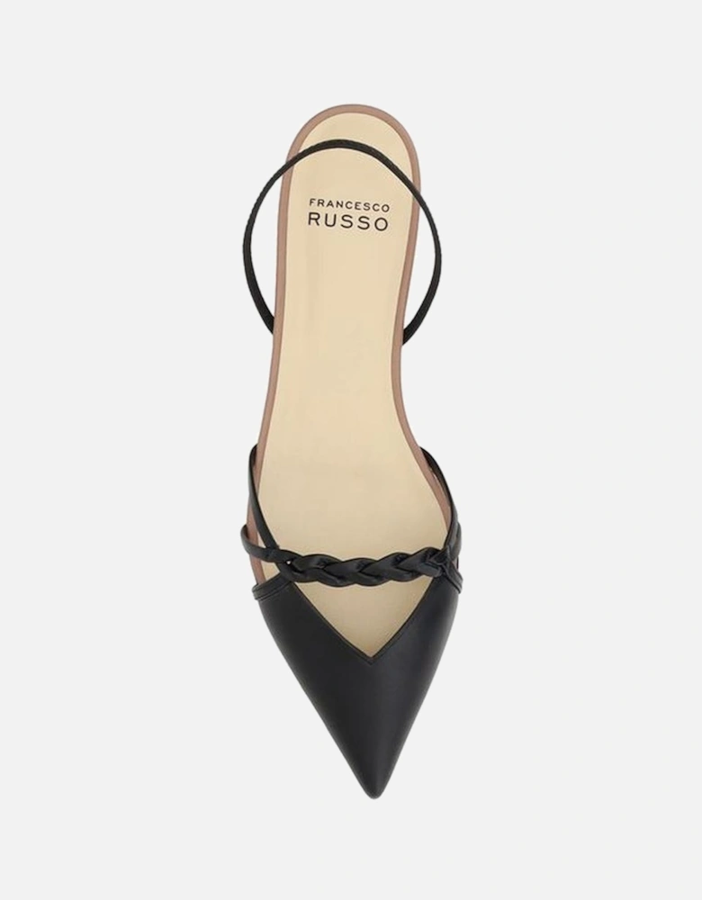 Slingback Sandals with Woven Detail Women - Black Flat Shoes